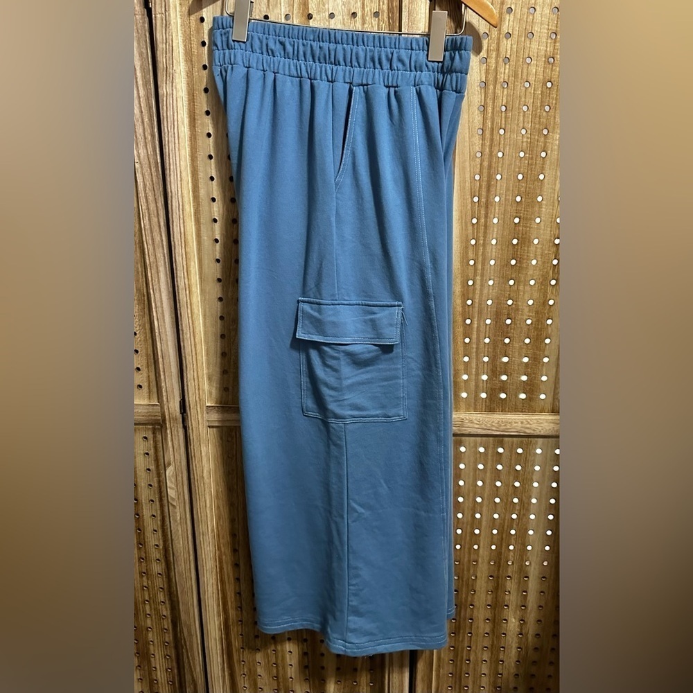 Forever 21 Sky Blue Wide Leg Cargo Pants L - Picture 4 of 5